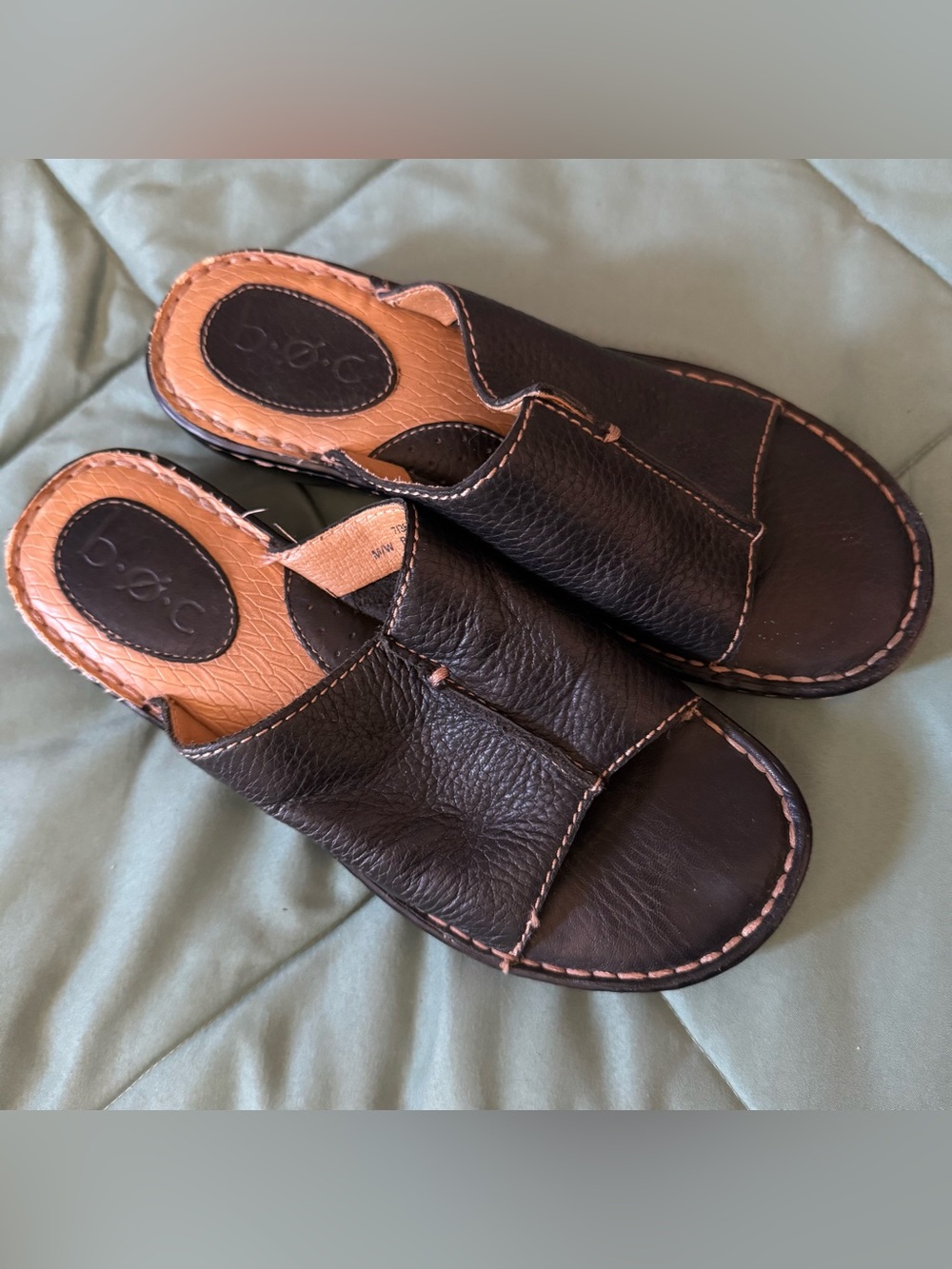BOC Women's Black Leather Slip-On Mules Sandals Size 7